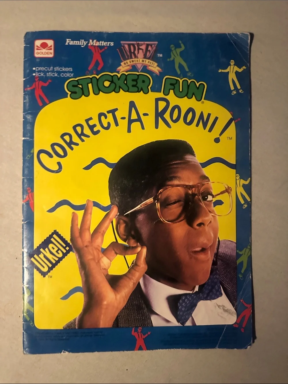 Vintage Collectible Urkel Sticker Fun Correct-A-Rooni! Activity Book